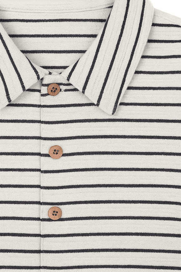 White And Navy Striped Jacquard Shirts Nawao.com
