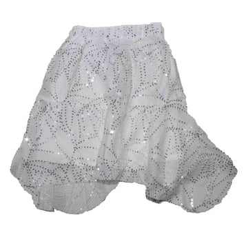 White and silver Sequin Mesh Skirt Nawao.com