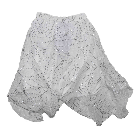 White and silver Sequin Mesh Skirt Nawao.com