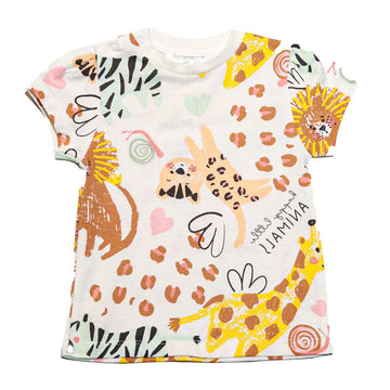 White Animals All Over Print T Shirt Nawao.com