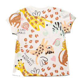 White Animals All Over Print T Shirt Nawao.com