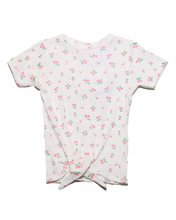 White Aop Cherry Print T Nawao.com