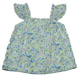 White Aop Floral Lurex Blouse Nawao.com