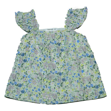 White Aop Floral Lurex Blouse Nawao.com