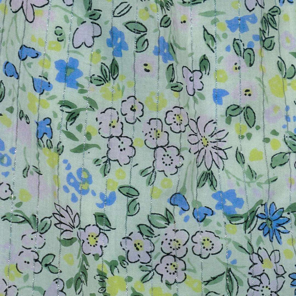 White Aop Floral Lurex Blouse Nawao.com