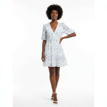 White Aop S S Dress  White Nawao.com