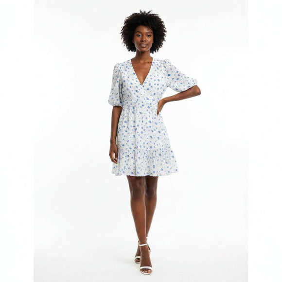 White Aop S S Dress  White Nawao.com