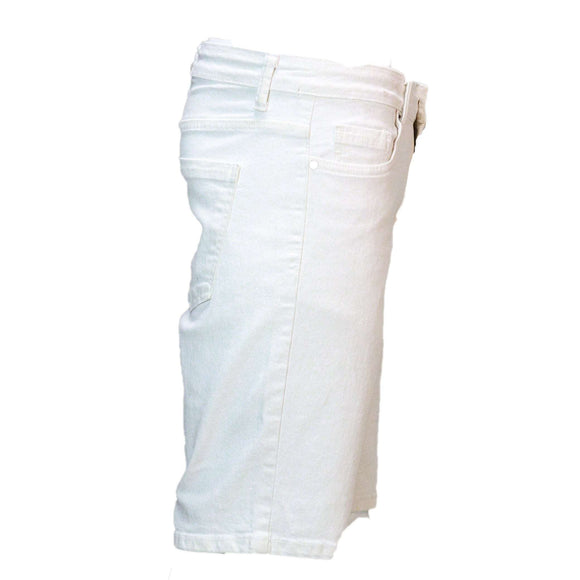 White Basic 5 Pocket Denim Shorts White Nawao.com
