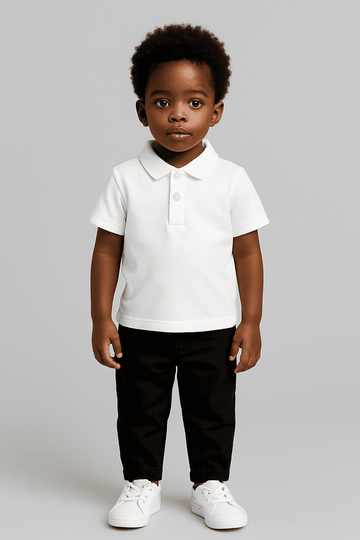 White  Basic Polo Shirt Nawao.com
