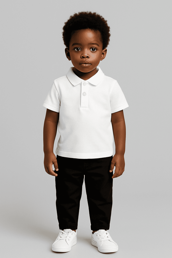 White  Basic Polo Shirt Nawao.com
