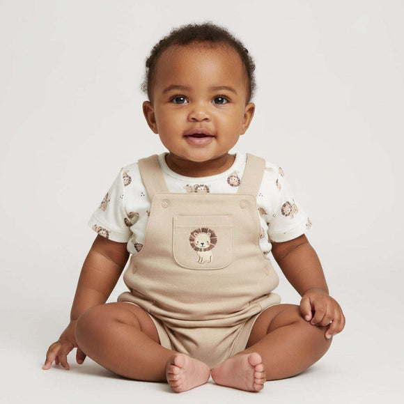 White Beige Color Newborn Boy 2Pc Romper Beige Nawao.com