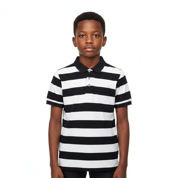 White Black Colorbloack Stripe Polo Black Nawao.com