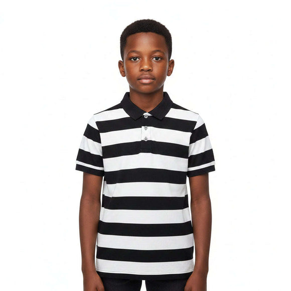White Black Colorbloack Stripe Polo Black Nawao.com