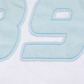 White Blue L S Denim Applique T Shirts White Nawao.com