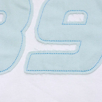 White Blue L S Denim Applique T Shirts White Nawao.com