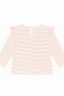 White Blue Stripes Applique Long Sleeves T Nawao.com