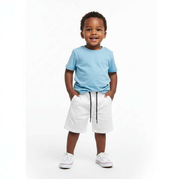 White Blue Twill Shorts White Nawao.com