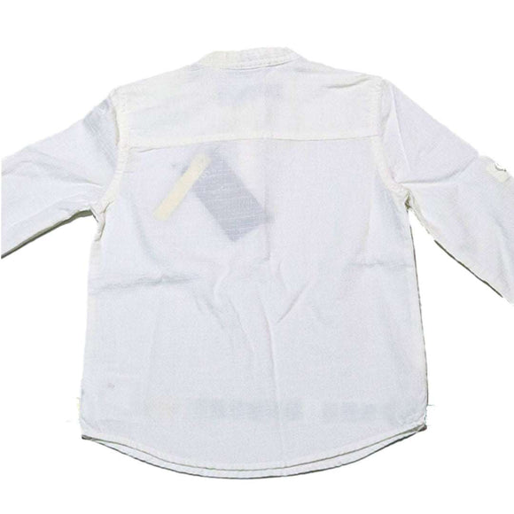 White Bobby Mandarin Collar Tshirt Nawao.com