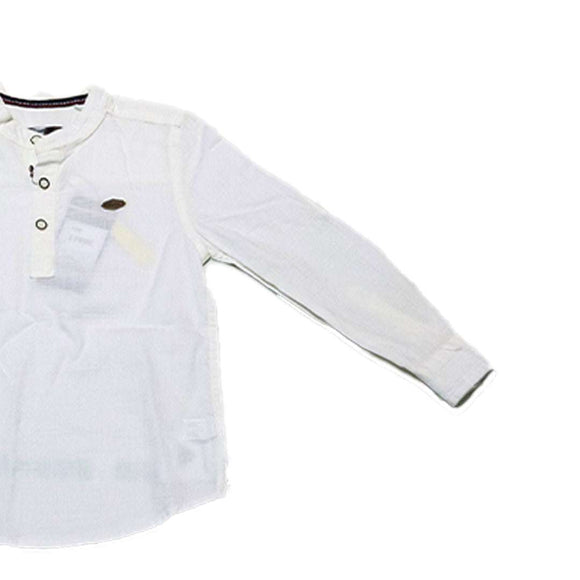 White Bobby Mandarin Collar Tshirt Nawao.com