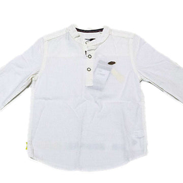 White Bobby Mandarin Collar Tshirt Nawao.com