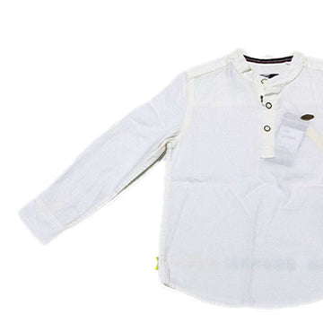 White Bobby Mandarin Collar Tshirt Nawao.com