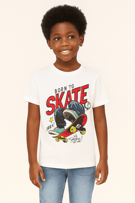 White Born To Skate S S Graphic Tee Nawao.com