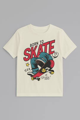 White Born To Skate S S Graphic Tee Nawao.com