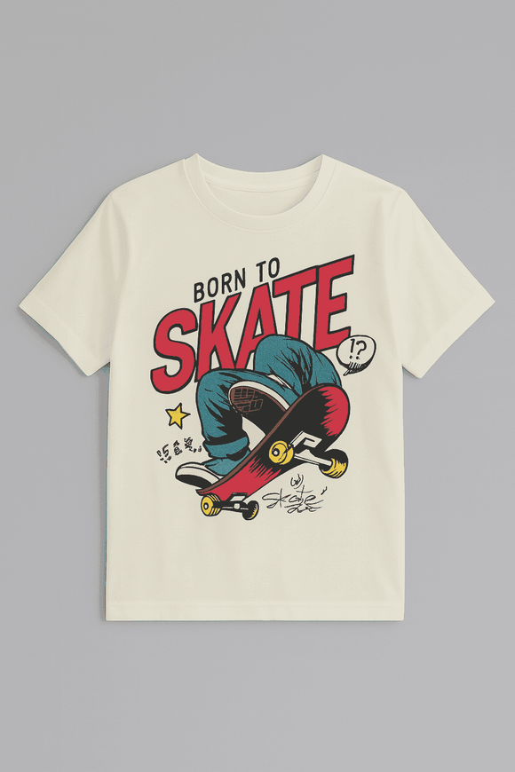 White Born To Skate S S Graphic Tee Nawao.com