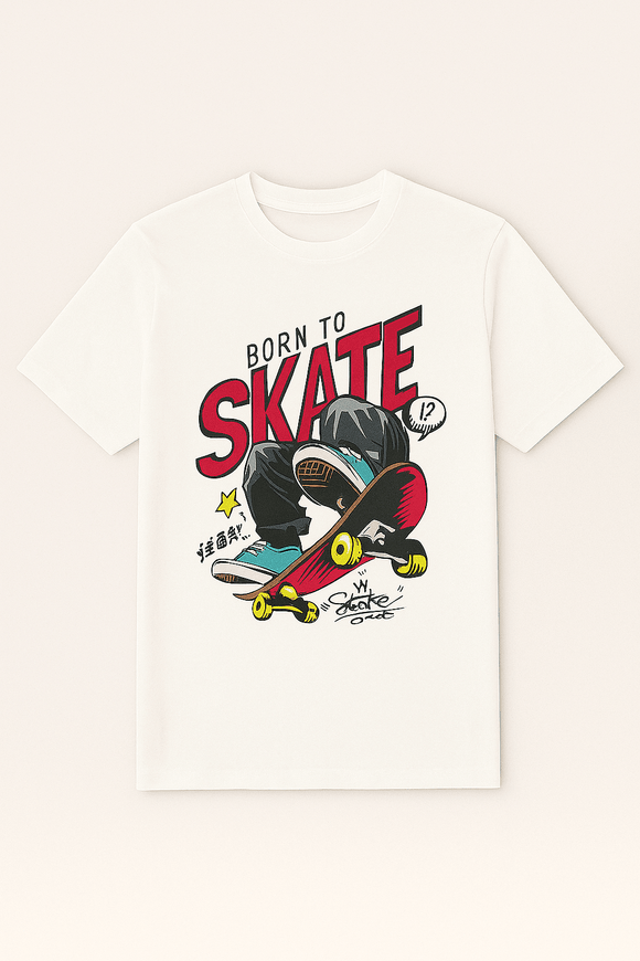 White Born To Skate S S Graphic Tee Nawao.com
