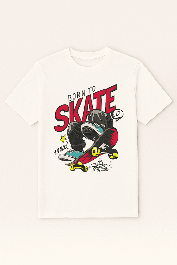 White Born To Skate S S Graphic Tee Nawao.com