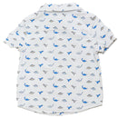 White Bow Tie Aop Dino Stripe Short Sleeve Shirt Nawao.com