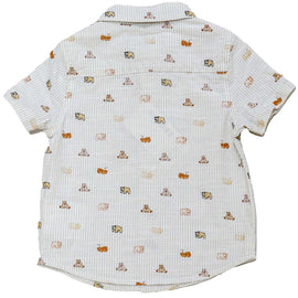 White Bow Tie Aop Short Sleeve Shirt Nawao.com