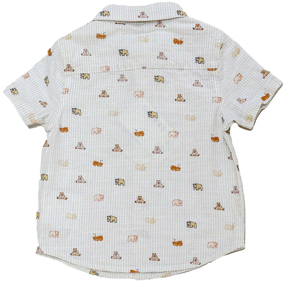 White Bow Tie Aop Short Sleeve Shirt Nawao.com