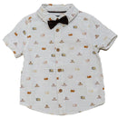 White Bow Tie Aop Short Sleeve Shirt Nawao.com