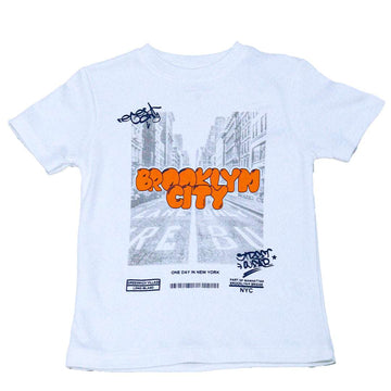 White Brooklyn Print Short Tee And Long Pyjama Set White Nawao.com