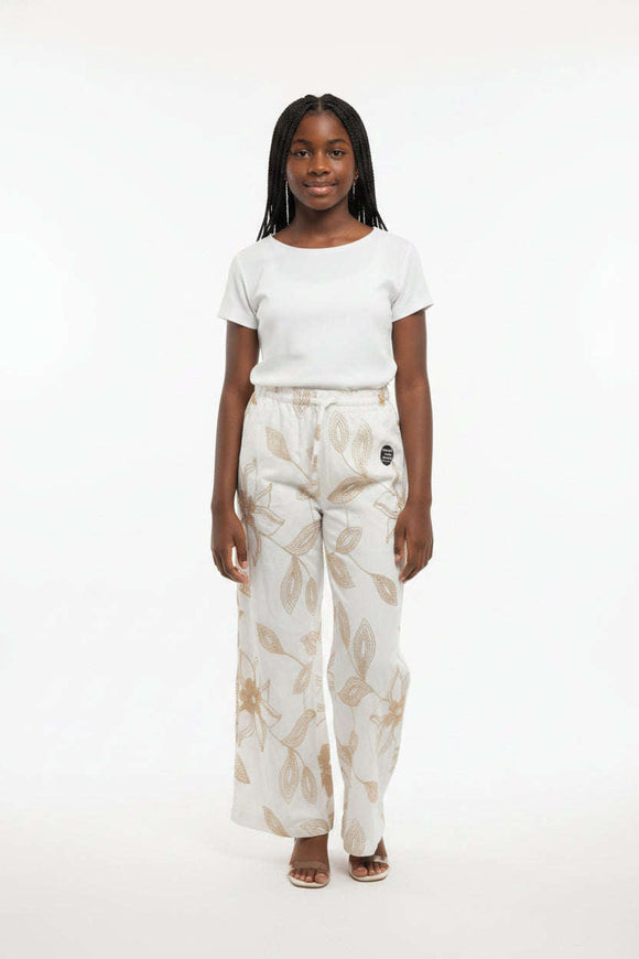 White Brown Embroidered Trouser Assorted 15 16 Years Nawao.com