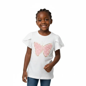 White Butterfly Graphic Tee White Nawao.com