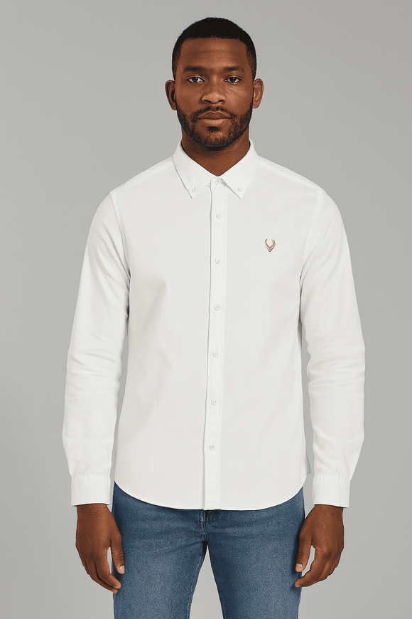 White Button Down Oxford Shirt Nawao.com