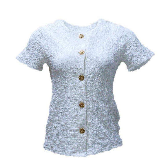 WHITE BUTTON DOWN TOP Nawao.com