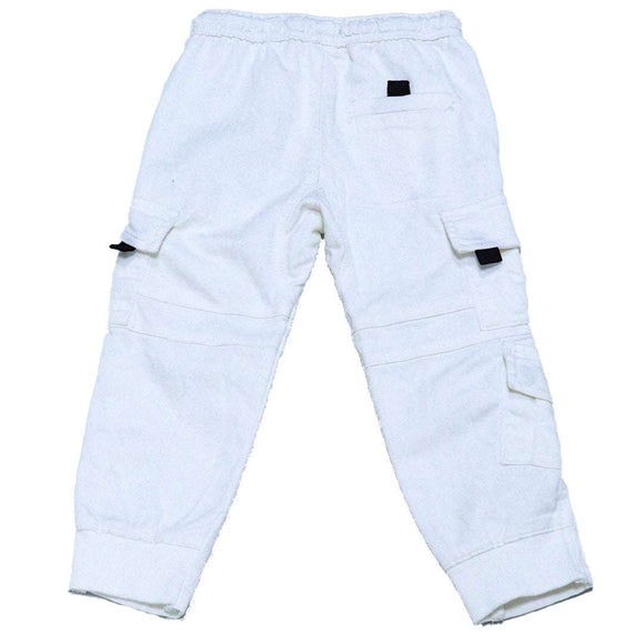 White Cargo Pocket Knitted Dneim Jogger Nawao.com