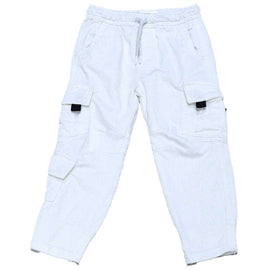 White Cargo Pocket Knitted Dneim Jogger Nawao.com