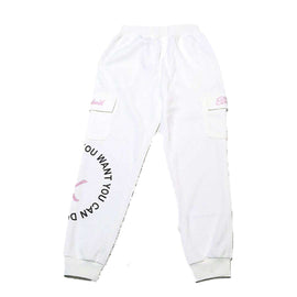 White Cargo Pocket Pants Nawao.com