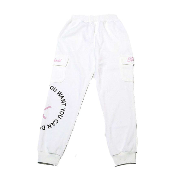 White Cargo Pocket Pants Nawao.com