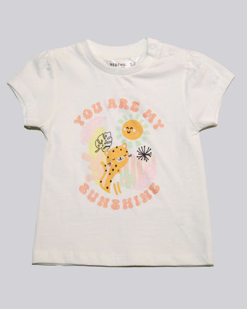 White Cat Placement Print T Shirt Nawao.com