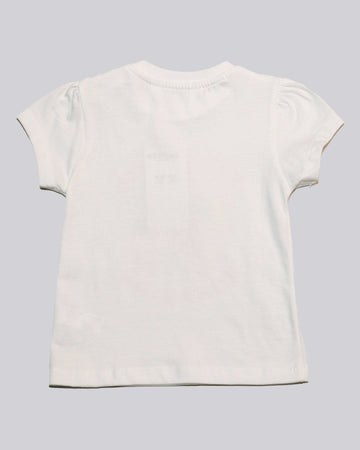 White Cat Placement Print T Shirt Nawao.com