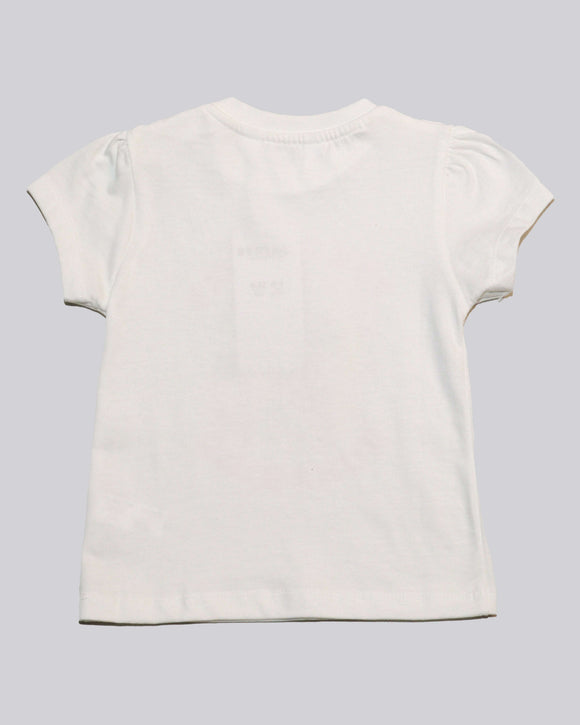 White Cat Placement Print T Shirt Nawao.com