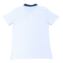 White Chambray Mandarin Collar Polo White Nawao.com