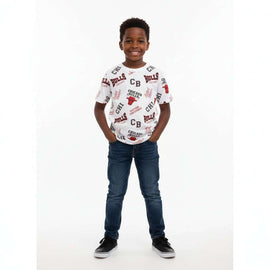 White Chicago Bulls Allover Print T Shirt White Nawao.com