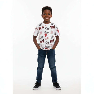 White Chicago Bulls Allover Print T Shirt White Nawao.com