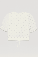 White Chiffon Polka Dots Blouse Nawao.com